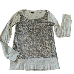 J .Crew Heather Grey Sequin Long Sleeve Shirt Size S